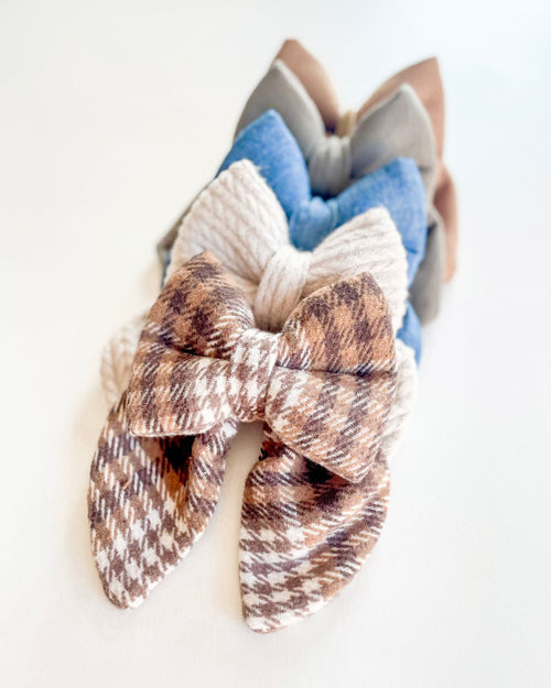 Brown Plaid Sailor Bow image 1