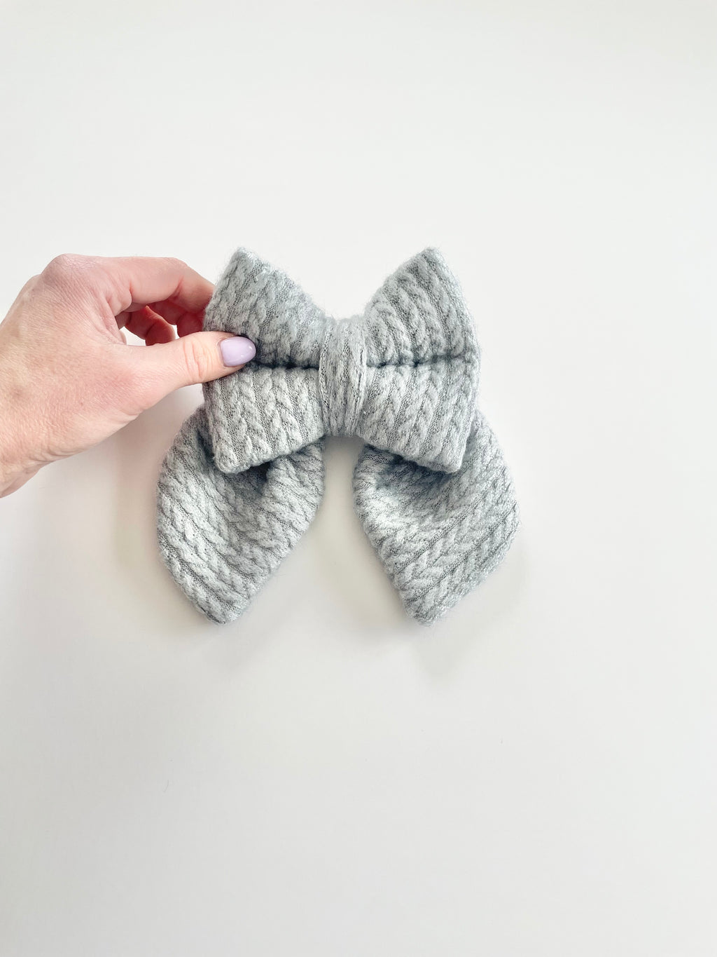 Grey Cable Knit Sailor Bow