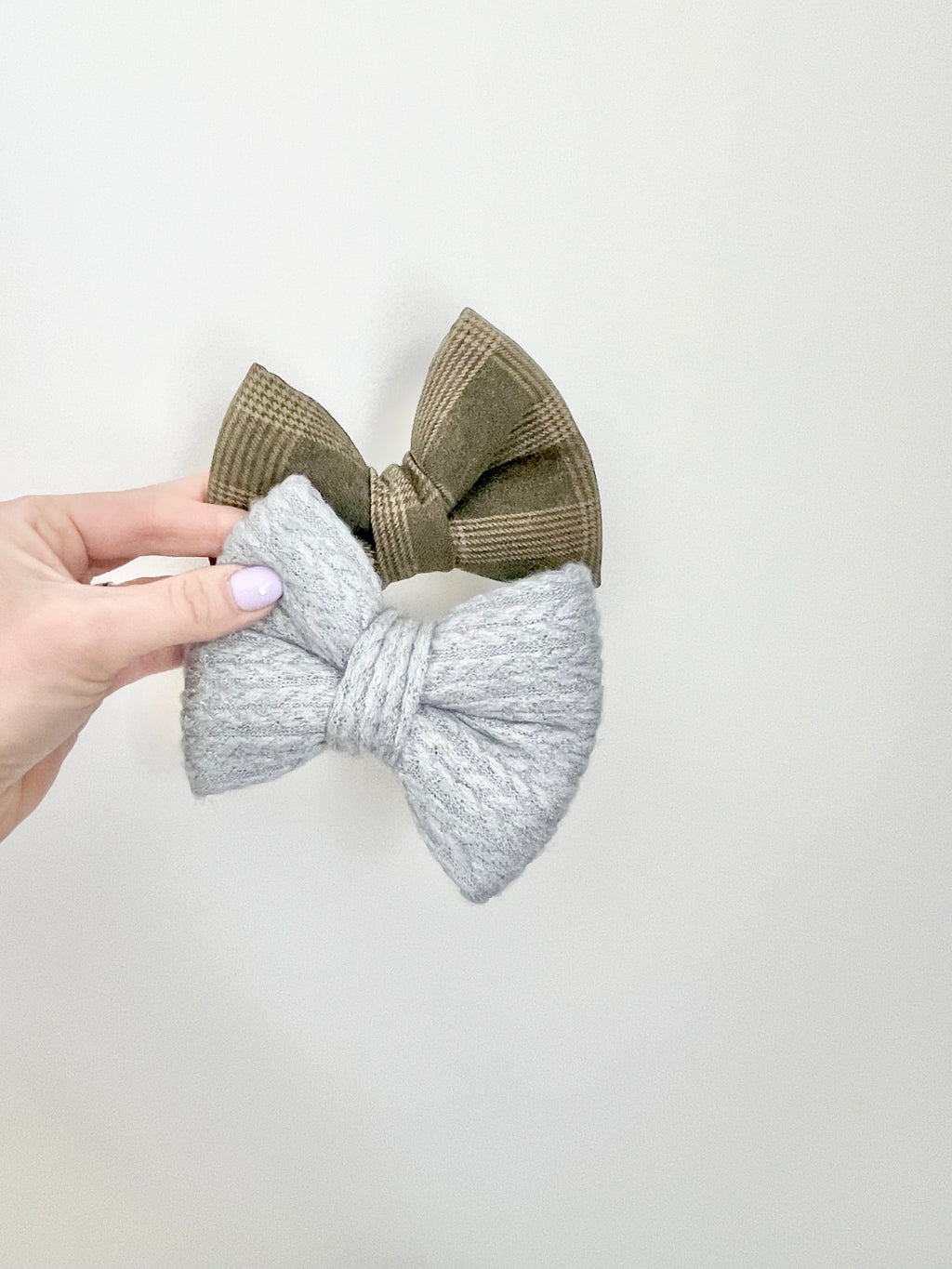 Grey Cable Knit Bow