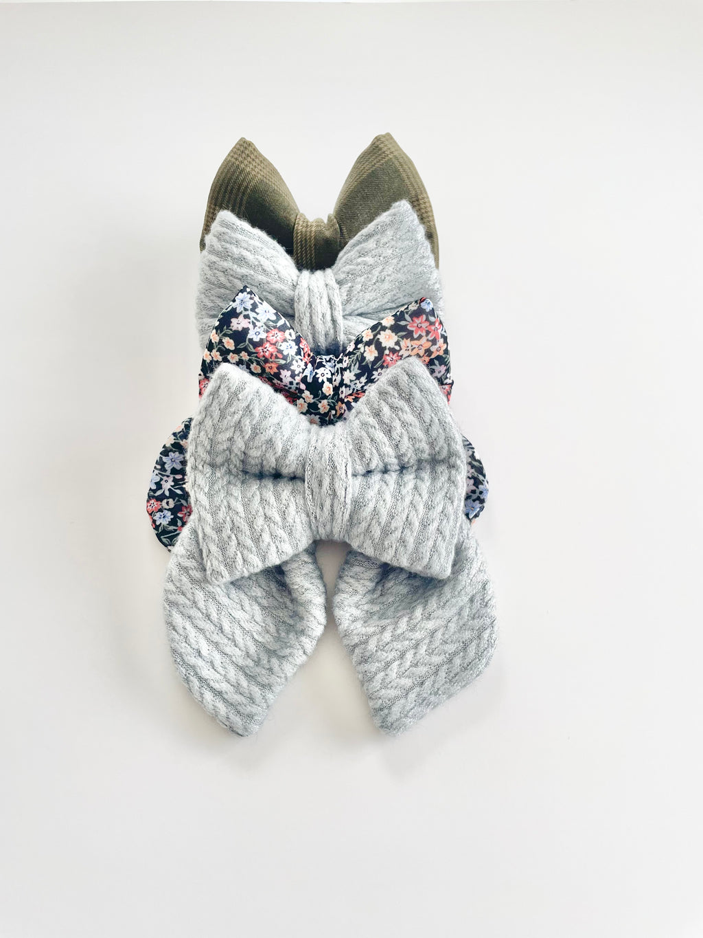 Grey Cable Knit Sailor Bow