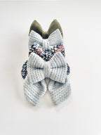 Grey Cable Knit Sailor Bow