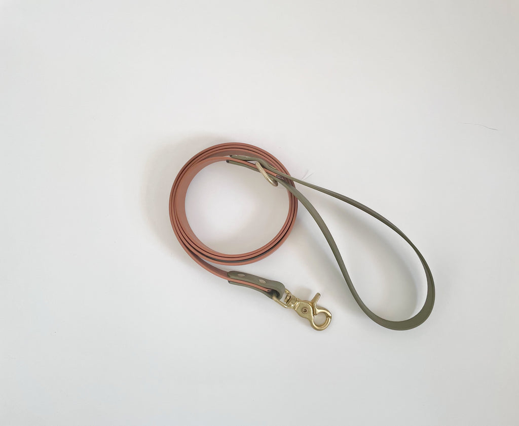 Two Tone Classic Leash - Camel/Olive